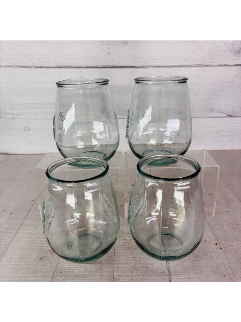 San Miguel Authentic 100% Recycled Glass Stemless 24oz Wine Water Glasses Set 4 - Picture 5 of 16